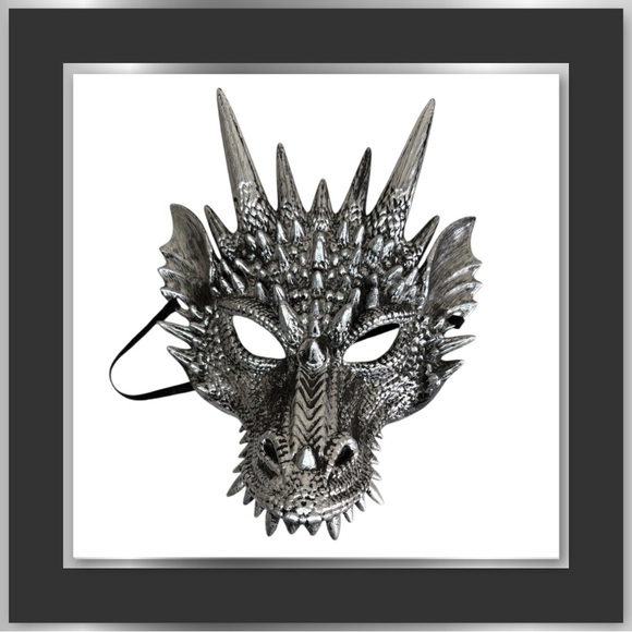 3/$10, 5/$15 - Silver Dragon Skull Mask – Halloween Costume Accessory - Picture 2 of 3